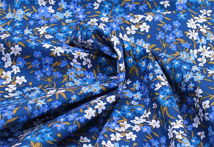 Хлопок Liberty синий с мелкими цветами 5199