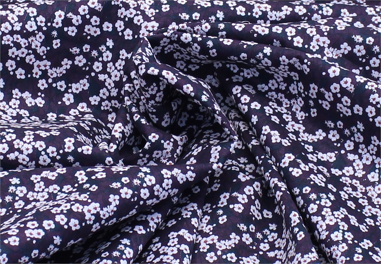 Хлопковый батист Liberty в мелкий белый цветок на темно 5236