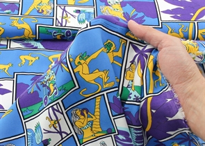 Вискоза с принтом - комикс - фиолетового цвета м1152